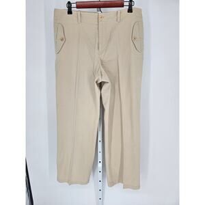 Lauren by Ralph Lauren Women's Wide Leg Tan Zip-Up Pockets Pants Size 14